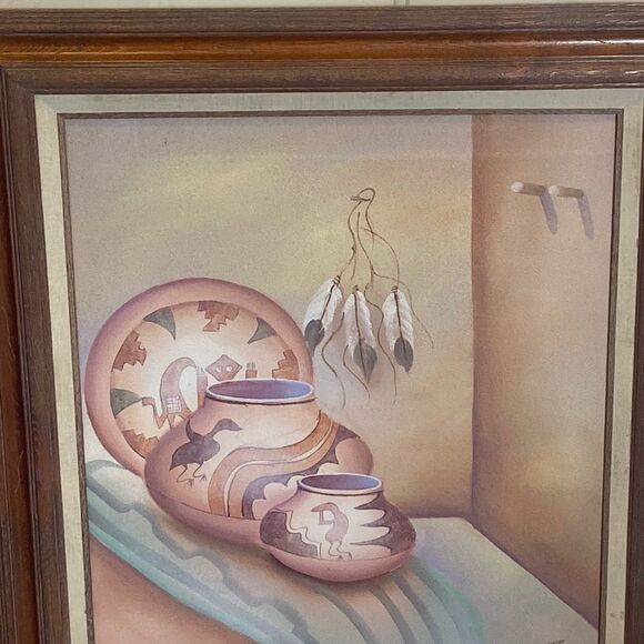 VTG,Myong Mario Native Jung Southwest Sand Art Painting Native American Frame - Picture 6 of 16